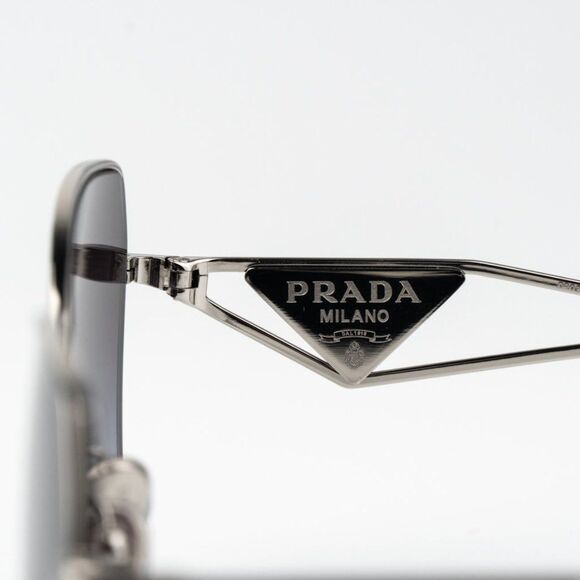 Prada Women Sunglasses Silver Grey Gradient Geometric PR57YS 1BC5D1 BRAND NEW - Picture 6 of 13